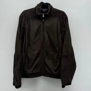 Lands‎ End Fleece Jacket Womens XL Chocolate Brown Full Zip Cozy Comfort Quality